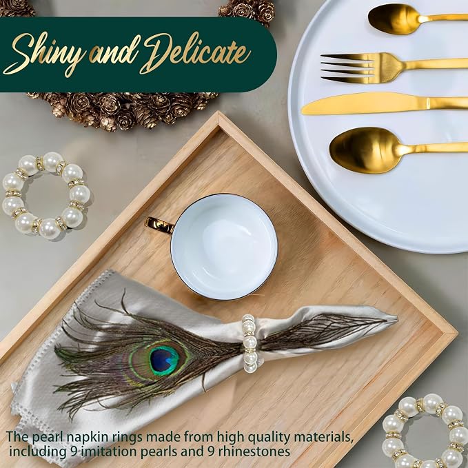 100Pcs Gold Disposable Napkin Rings Imitation Pearl Ring Napkin Holder Delicate - Image 3
