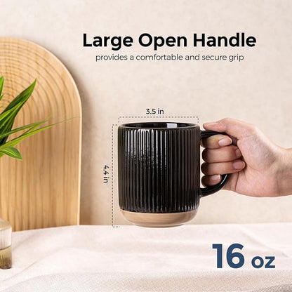 GBhome Coffee Mugs Set of 4, 16 oz Black Coffee Cups - Image 3