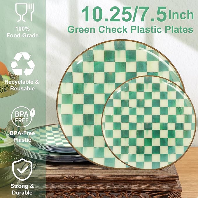 U-QE 20PCS Green Plastic Plates - Image 2