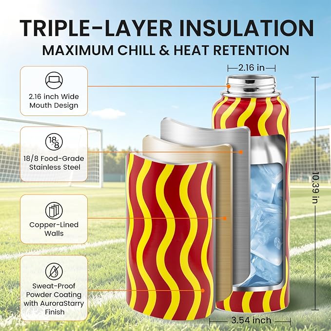 RAYMYLO Insulated Water Bottle 40 oz, Triple Wall Vacuum Stainless Steel | - Image 6