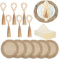 Gejoy 18 Pcs Round Burlap Placemats Wood Bead Napkin Rings by Gejoy
