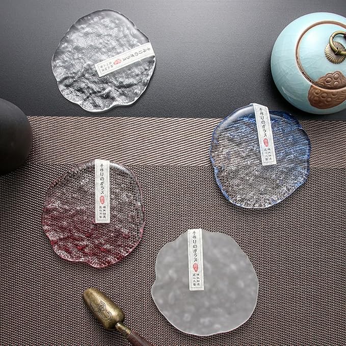 Lead-Free Crystal Glass Round Coasters, Gradient Blue, Durable and Elegant - Image 2