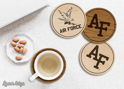 LazerEdge Air Force Academy Falcons Wooden Coaster Set - Maple Wood - Officially Licensed Product - 4-Pack