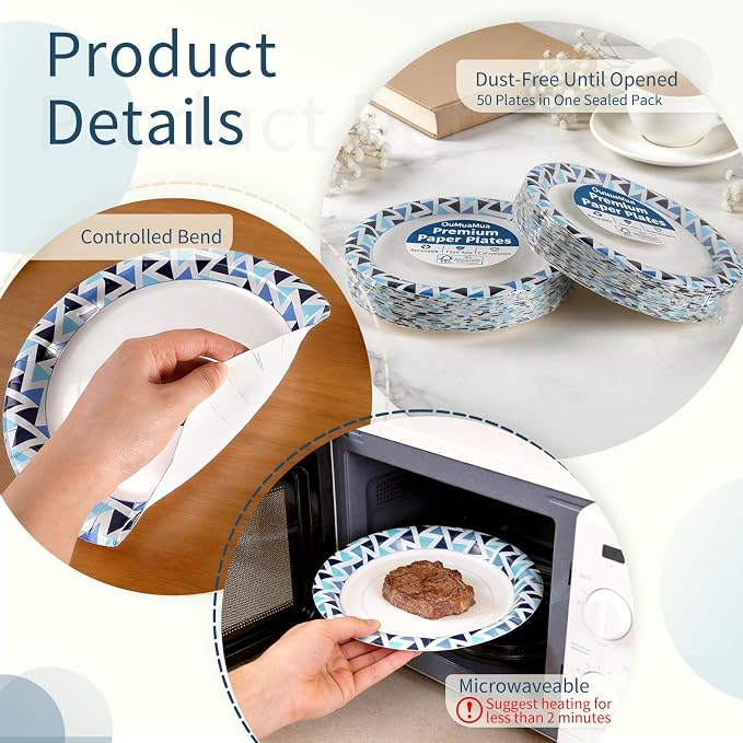 10 Inch Paper Plates, Microwave Safe | Soak Proof & Cut Resistant Bulk Plates - Image 6