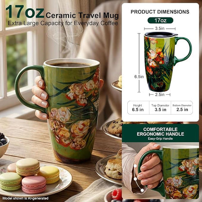 Topadorn 17oz Van Gogh Oleanders Ceramic Coffee Mug - Image 2