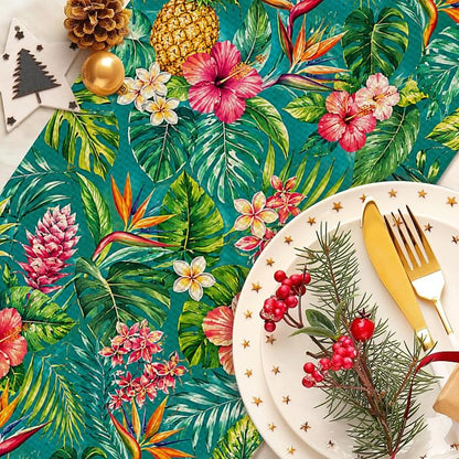 Tropical Pineapple Table Runner Burlap Kitchen Dining Linen Table Decoration - Image 3