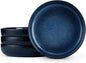 E-far Blue Pasta Bowls Set of 4, 35oz Double Reactive Glaze Stoneware | Wide & by E-far