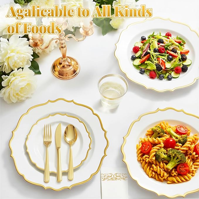 Glowserve 175 Piece Disposable Plastic Plates Dinnerware Set - Image 2