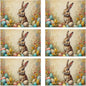 Table Placemats Set of 6, Waterproof Linen Fabric, Non-Slip Backing & Easy Clean, Elegant Dining Table Protectors for Family and Guests(Easter Bunny Spring)