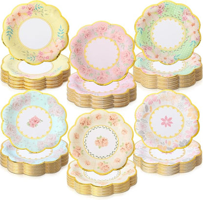 216 Pcs 6 Inch Floral Paper Plates Flower Plates by Maxcheck