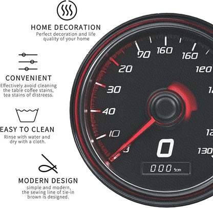 Car Speedometer Coasters Leather Round Drink Coasters 6 Pcs Set with Holderor for Cup Drink Coffee Table Bar Home Decor