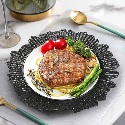 72 Pcs Charger Plates Set, Round Charger Plates, Reusable Serving Plates Embossed Rim Plastic Chargers Plate Decorative Round Plate Chargers for Dinner Plate Table Wedding Shower Decoration