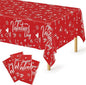 QZYL 4 PCS Valentines Plastic Tablecloths, 54" X 108" Love Heart-Shaped Tablecloths, Disposable Red Valentines Decorations, Rectangle Romantic Galentines Party Favors for Wedding Anniversary Supplies