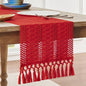Macrame Style Boho Table Runner, 12x90 Inch Red | Woven Boho Table Runner by ZEEMARTONLINE