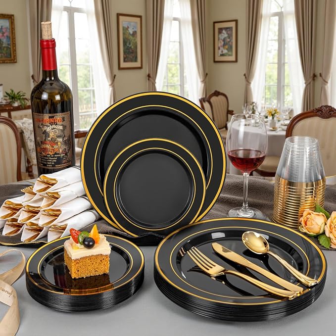 175PCS Black and Gold Plates - Image 9