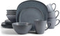 Elanze Designs 16-Piece Modern Luxury Chic Smooth Vintage Handmade Shape Matte Finish Ceramic Stoneware Square Plate Mug & Bowl Kitchen Dinnerware 16 Piece Set - Service for 4, Slate Grey