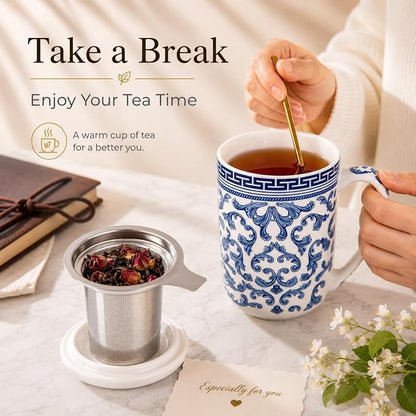 AmorArc Tea Cup With Infuser and Lid, 18oz Loose Leaf Tea Mug With Steeper | - Image 6