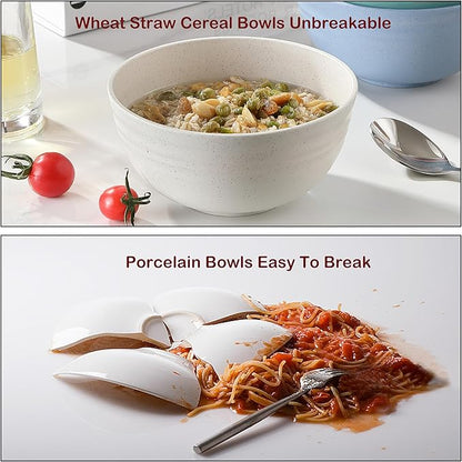 8PCS Cereal Bowl, Ohola Unbreakable Wheat Straw Cereal Bowls, Microwave & - Image 3