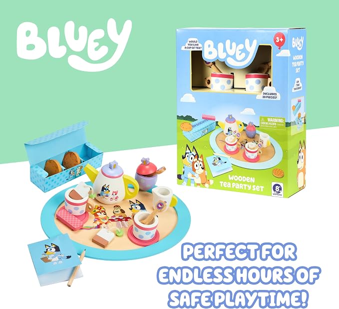 Bluey Wooden Tea Party Set, 18-Piece Toy Tea Set - Image 5