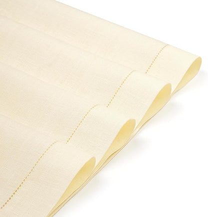 D'Moksha Homes Cream Linen Cloth Placemats Set of 4-100% Pure Linen Hemstitch Placemats 14 x 19 Inch - Classic Hemstitch Table Place Mats for Spring, Easter - Handcrafted and Machine Washable