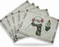 DaDa Bedding Magical Snowman Placemats - Set of 4 Festive Holiday White Tapestry - Cotton Linen Woven Dining Table Mats - 13” x 19” (9733)