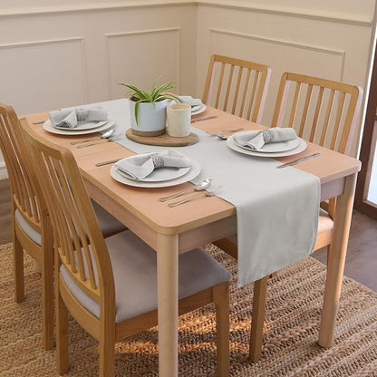 Encasa XO Table Runner, Cotton Canvas Dining Runner 13"x59" | Light Grey - Image 2