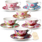 BTaT- Floral Tea Cups and Saucers, 8 oz by BrewToATea