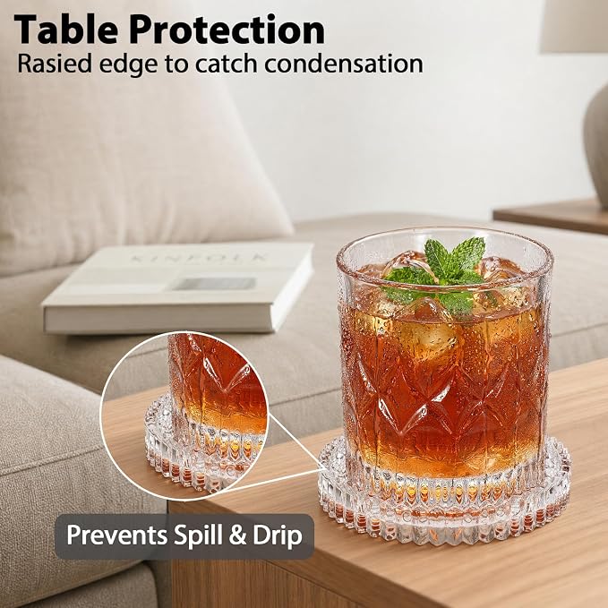 Modern Clear Coasters Set of 2- Glass Cup Coaster - Image 4