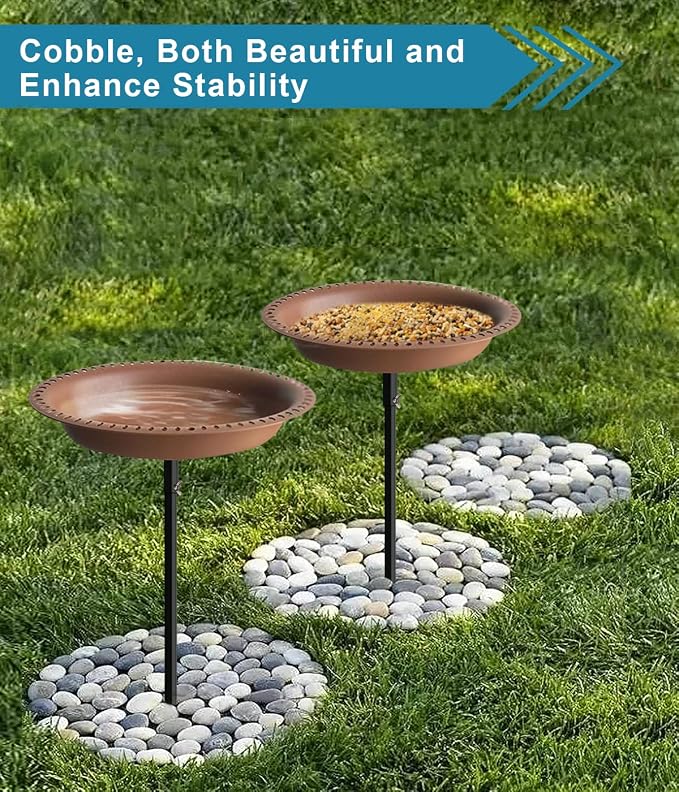 Koutemie Bird Bath for Outside 1-¼ Gallon Detachable, Deep Brown, 29 Inch | - Image 7
