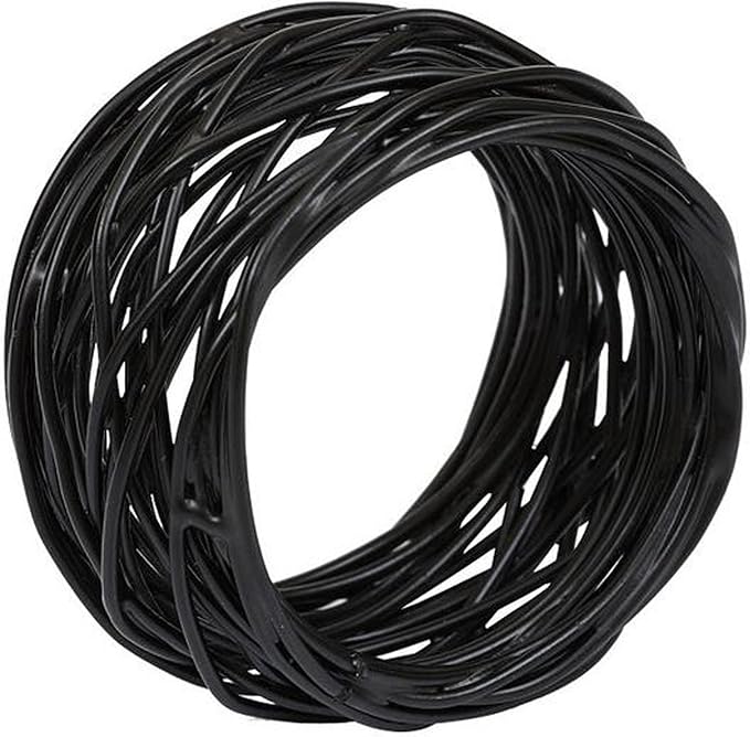 ITOS365 Handmade Round Mesh Black Napkin Rings Holder - Image 2