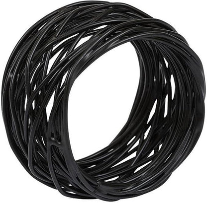 ITOS365 Handmade Round Mesh Black Napkin Rings Holder - Image 2