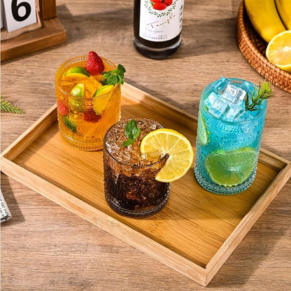 Hobnail Drinking Glasses Set of 8, 12 oz Highball Glasses & 10 oz Cocktail - Image 5