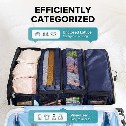 Suitcase Organizer, Travel Luggage Organizer Hanging Shelves Packing Cube Closet/Collapsible Portable Travel Organizer for Carry-on