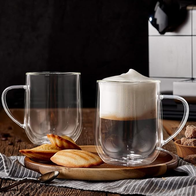 Joeyan Large Clear Double Walled Glass Coffee Mugs 15 oz, Double Layer Tea - Image 3