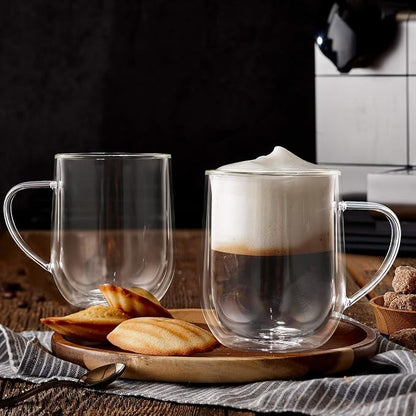 Joeyan Large Clear Double Walled Glass Coffee Mugs 15 oz, Double Layer Tea - Image 3