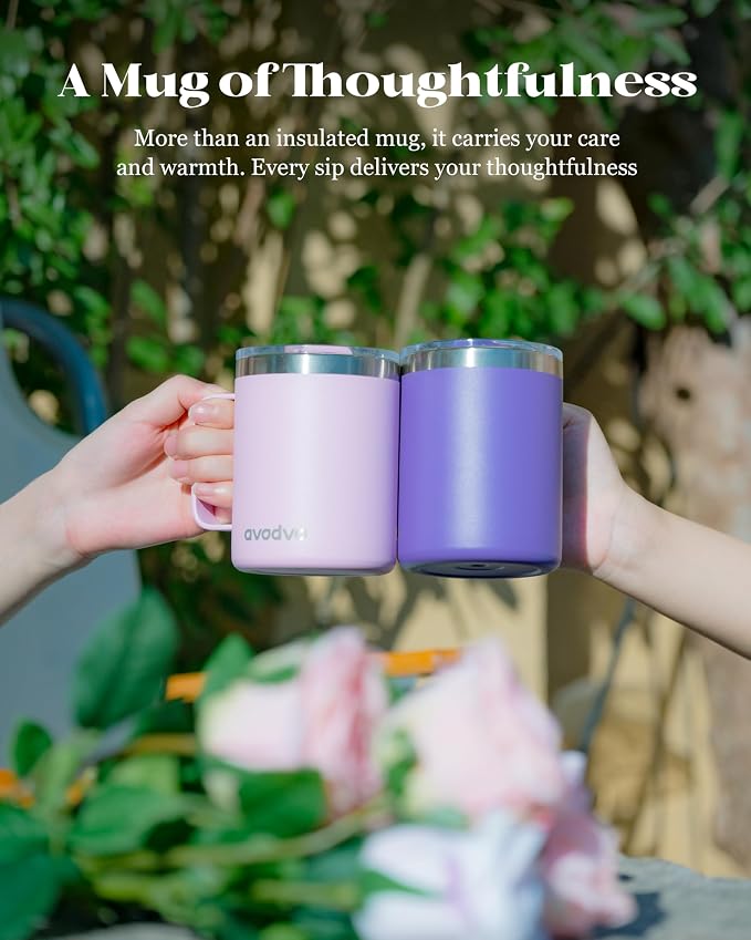 12oz Insulated Coffee Mug with Lid – Includes Two Lids, Stainless Steel Coffee - Image 8