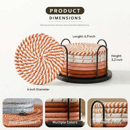 Lazebox Coasters Set of 8 for Drinks, 4 Inch Large Coasters for Coffee Table - Image 4