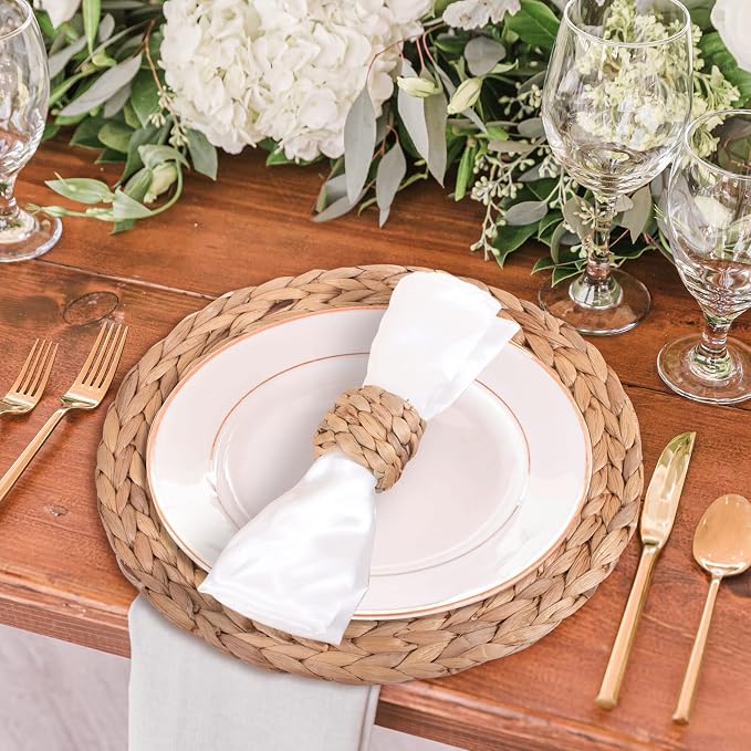 APTWOW Rustic Napkin Rings Set of 12, Hand-Woven Farmhouse Fall Napkin Rings - Image 2