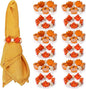KPOSIYA Fall Napkin Rings Set of 12, Thanksgiving Pumpkin Maple Leaf Napkin by KPOSIYA