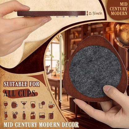 6 Pcs Mid Century Modern Coasters Wood Absorbent Coaster - Image 2