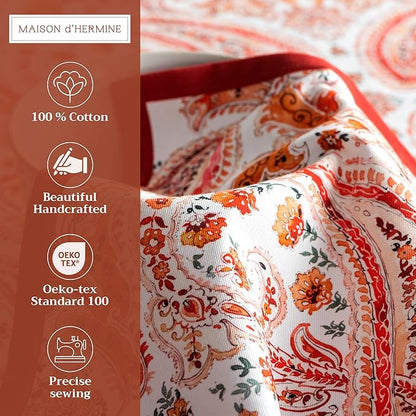 Maison d' Hermine Cloth Napkins Set of 4 100% Cotton for Thanksgiving Christmas Decorations Everyday Reusable Square Fall Napkins Cloth Washable Dinner Party (Orient, 20"x20")