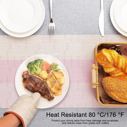 Table Runner 53 Inches Long, Vinyl Woven Farmhouse Table Runners | Washable - Image 4