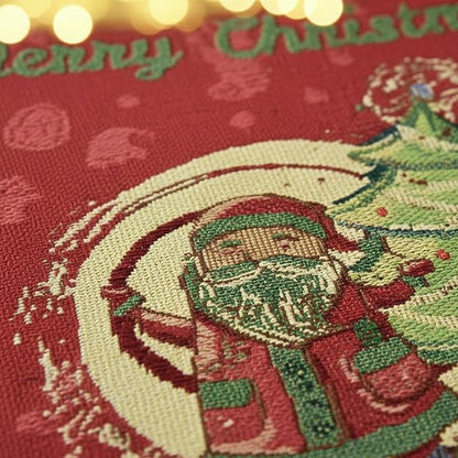 DaDalogy Red Merry Christmas Santa Claus Placemats Set of 4 Festive Winter Holiday Tapestry - Cotton Linen Wove Dining Room Table Mats - 13” x 19” (17615)