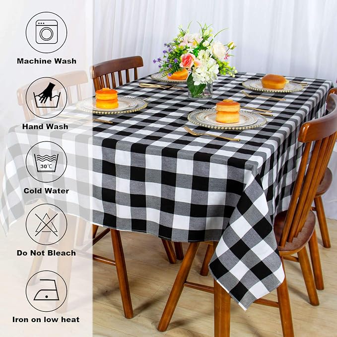 ShinyBeauty Checkered Table Cloths Cotton Tablecloth Gingham Tablecloth Square - Image 6