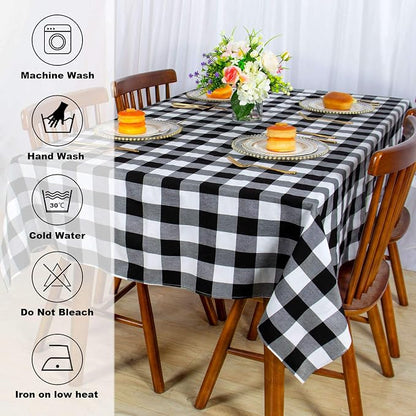 ShinyBeauty Checkered Table Cloths Cotton Tablecloth Gingham Tablecloth Square - Image 6