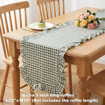 Eternal Beauty 14x72 Gingham Ruffle Table Runner - Image 5