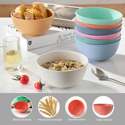 8PCS Cereal Bowl, Ohola Unbreakable Wheat Straw Cereal Bowls, Microwave & - Image 4