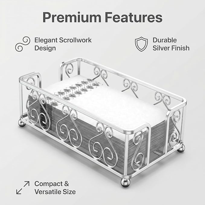 Guest Towel Holder Tray for Bathroom Countertop, Powder Room & Vanity Use - Image 7