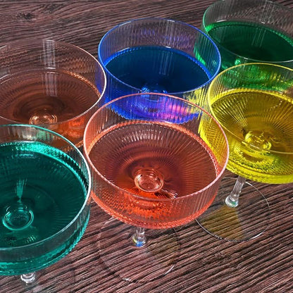LUXULISH Ribbed Coupe Glasses Set of 6, Crystal Handmade Vintage Martini & - Image 5