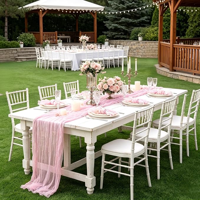 12 Pack Light Pink Table Runner Cheesecloth, Summer Rustic Sheer Gauze Table - Image 3
